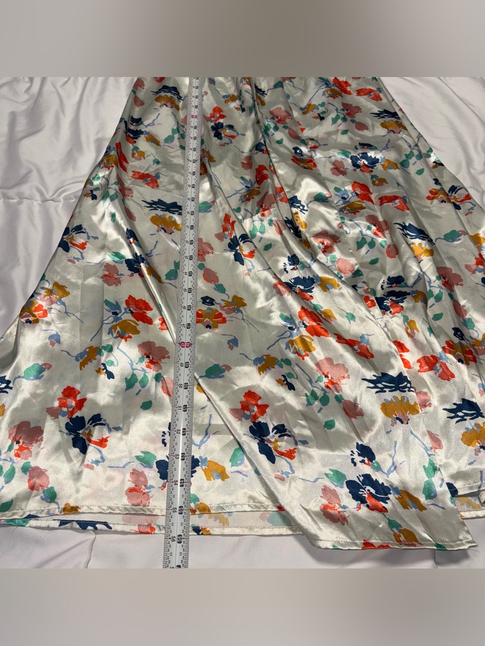 TULAROSA Maxi Adjustable Wrap Dress Bloom XL Satin Silky Floral Short Sleeve - Picture 6 of 8